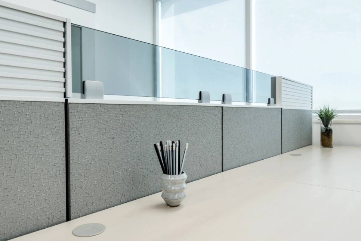 Matrix panel view with upmount glass screen and tool rail insert at client space md