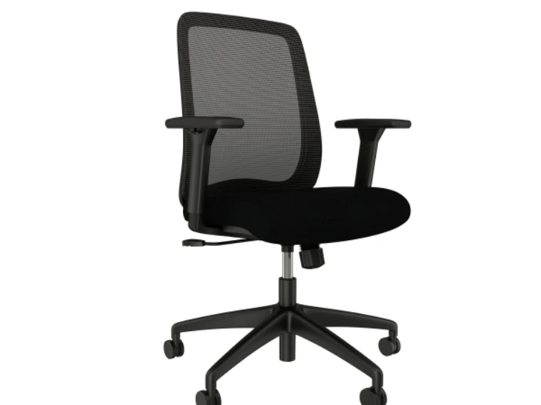Bolton mid back black base black mesh and standard black seat fabric seat right side view sm
