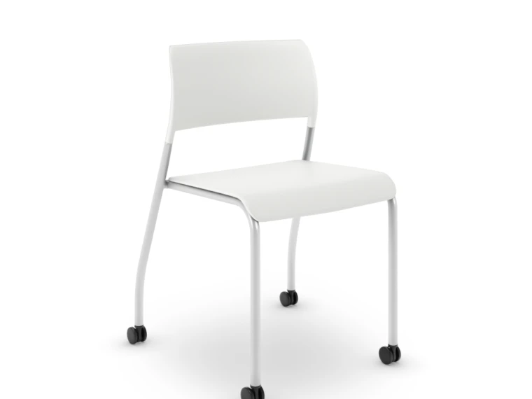 Pierce stacking chair with caster in white md