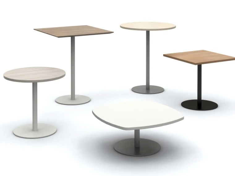 Day to day tables in a variety of tops with a disc base md