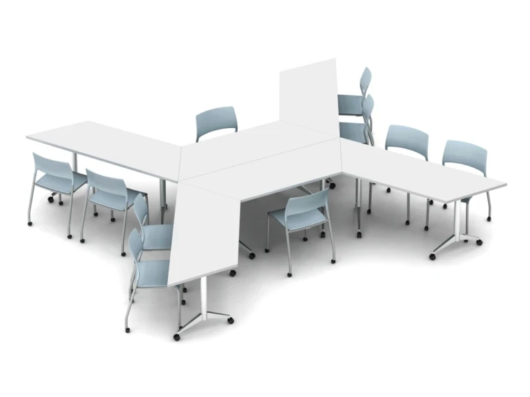 Day to day tables idea starter trapezoid top aluminum t leg with caster shown with pierce side seating md