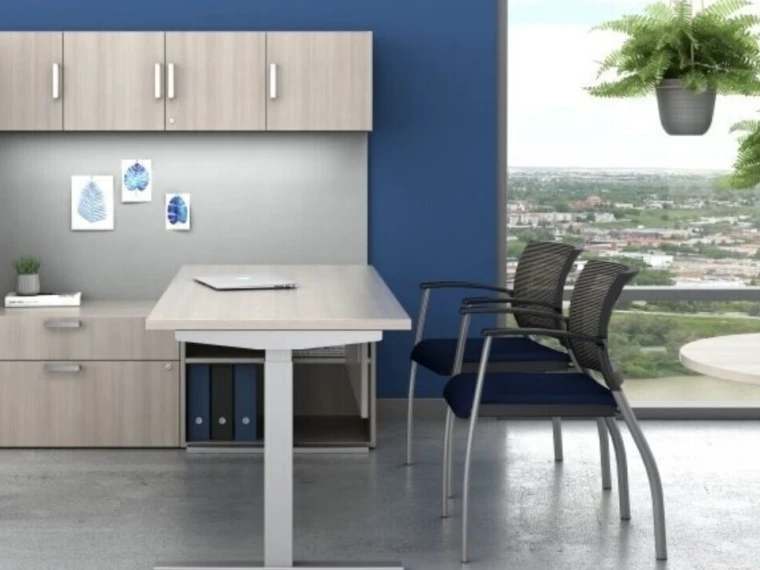 Calibrate casegoods with e series height adjustable table natick executive and grafton side seating