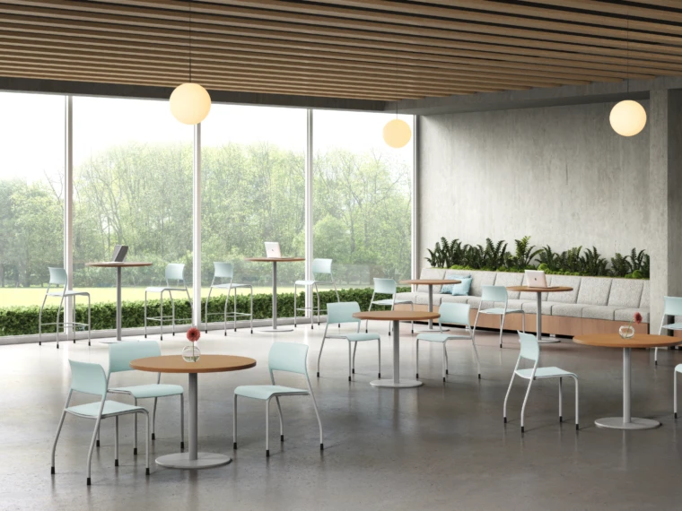 Pierce stools and day to day tables in cafe web