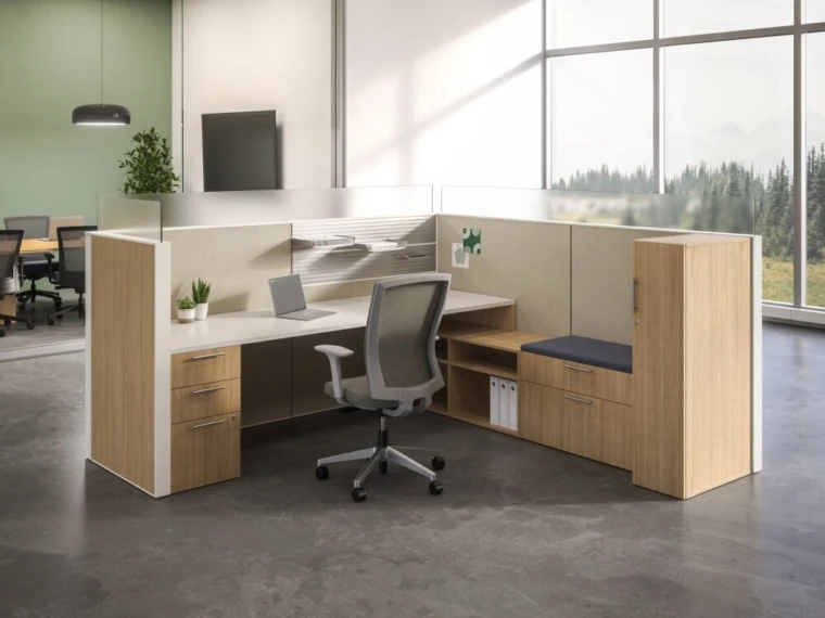 Matrix single station with tackable acoustical tiles laminate tiles and calibrate storage md