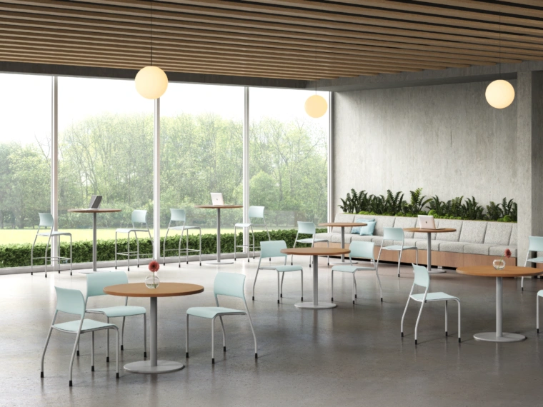 Pierce stools and day to day tables in cafe web