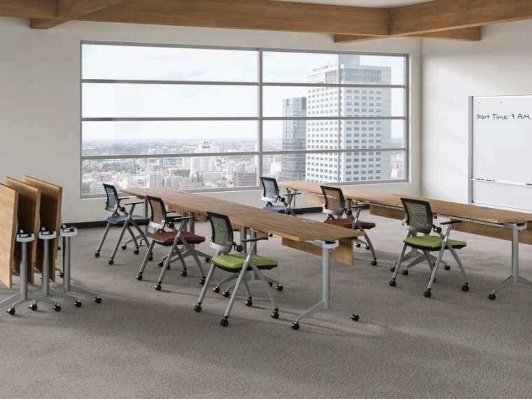 Day to day training room with flip top tables and stow seating md 4