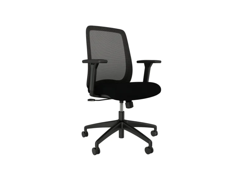 Bolton mid back black base black mesh and standard black seat fabric seat right side view sm