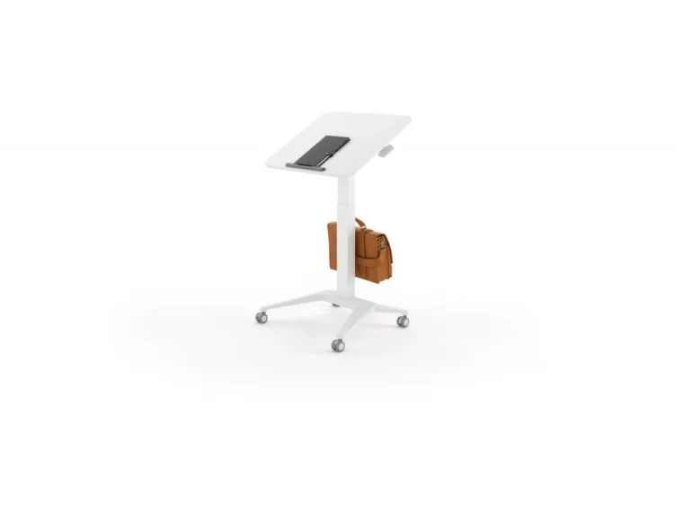 Mixers collection sit to stand mobile desk with bag hook and edge stopper md