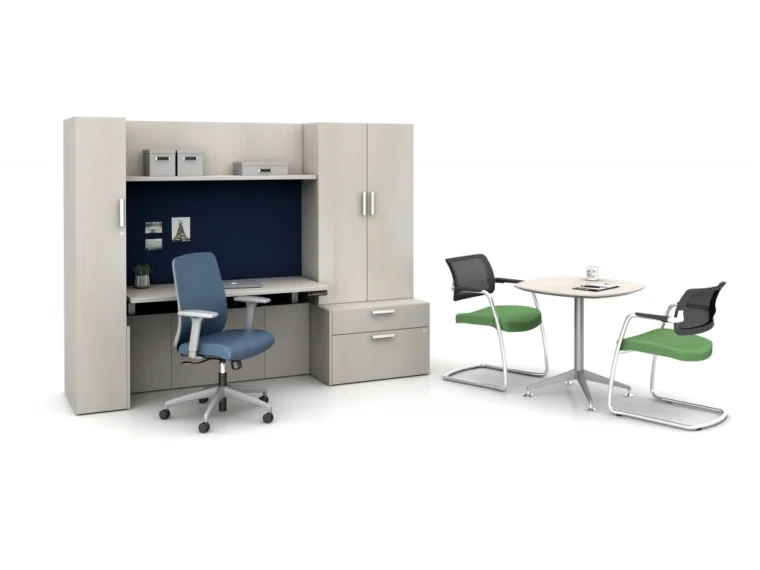 Calibrate private office featuring cantilevered height adjustable table md