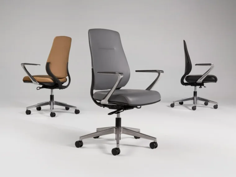 Auburn conference executive chairs in three color options of grey and black polyurethane web