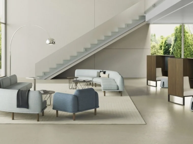 Soft modular lounge with laptop table prisma tables and soft club shown with chatham cove with soft ottomans web