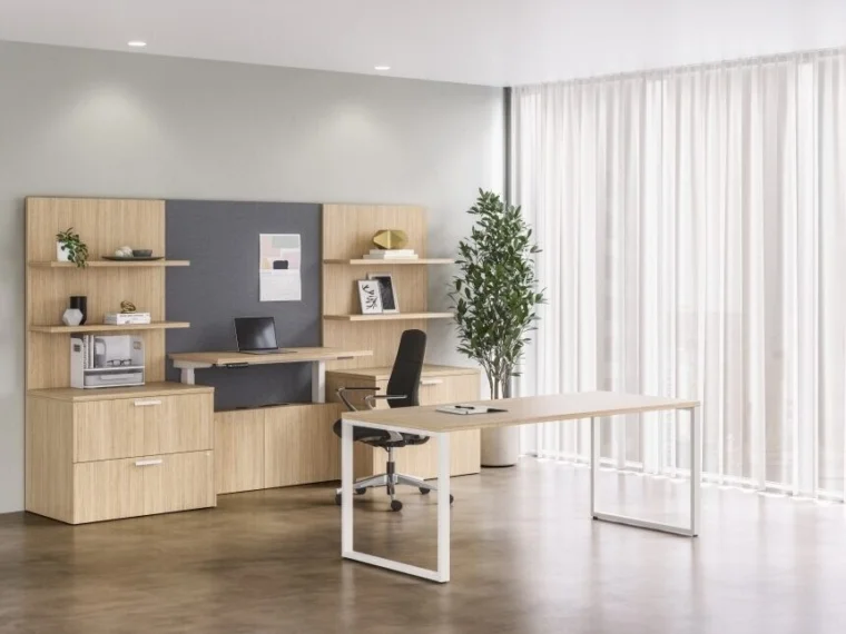 Calibrate Private Office with O Leg Desk and Cantilevered Height Adj Desk