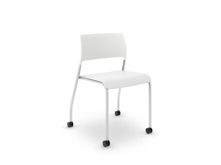 Pierce stacking chair with caster in white md