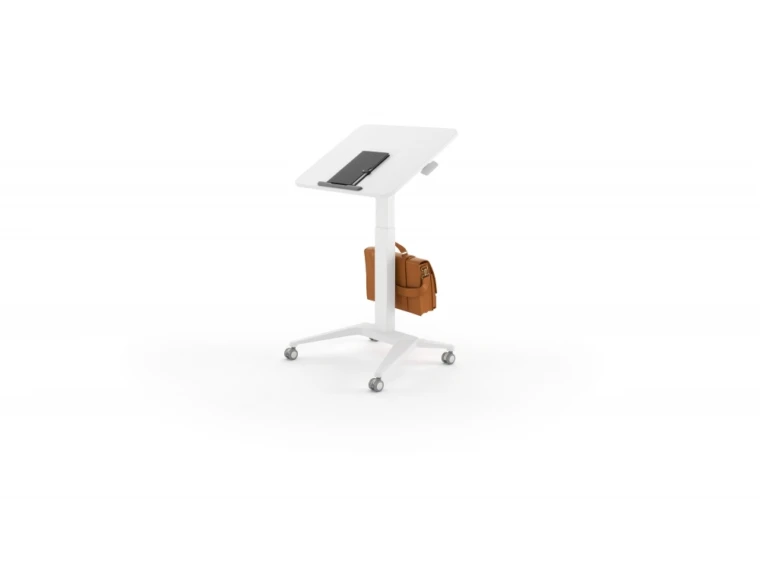 Mixers collection sit to stand mobile desk with bag hook and edge stopper md