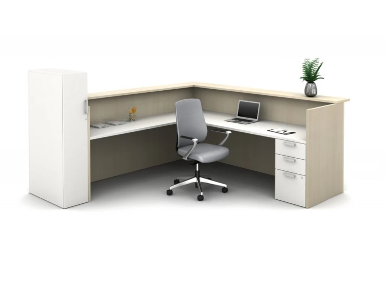 Calibrate laminate casegoods reception interior view with auburn md