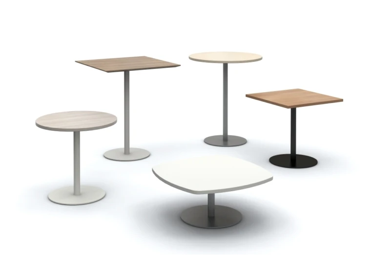 Day to day tables in a variety of tops with a disc base md