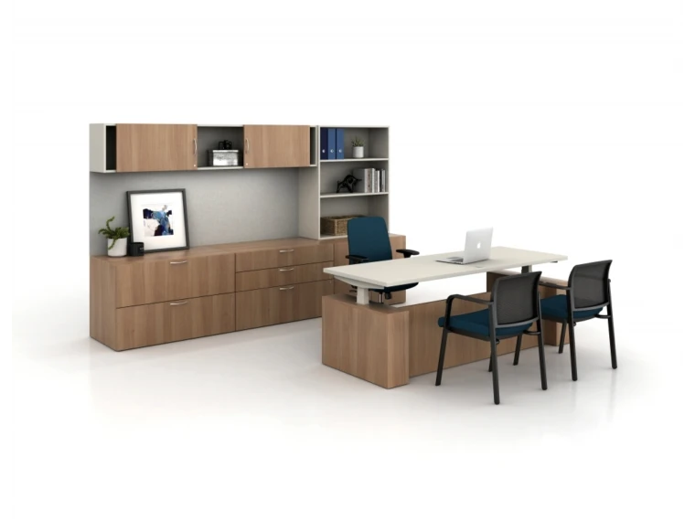 Calibrate casegood private office with height adjustable desk md 1