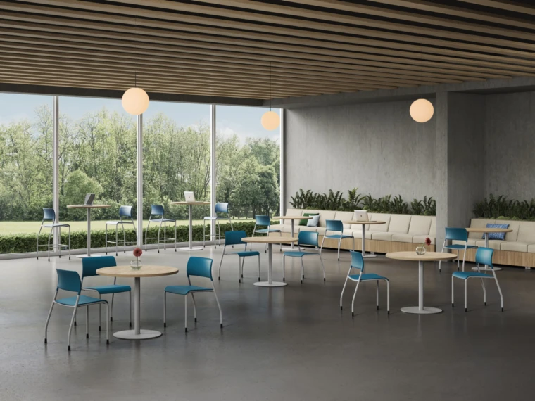 Pierce stools and day to day tables in cafe web