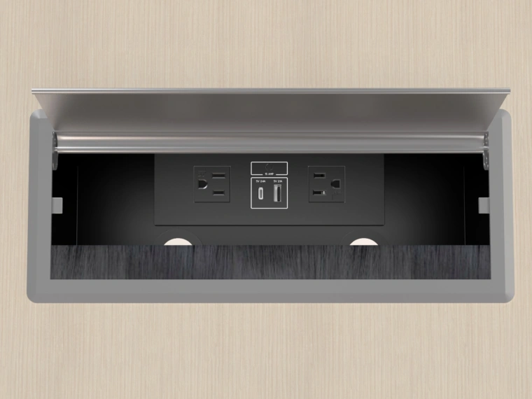 Calibrate conference table top power detail open 2 web