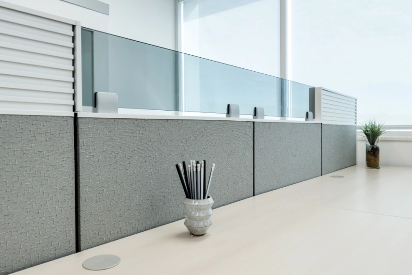 Matrix panel view with upmount glass screen and tool rail insert at client space md