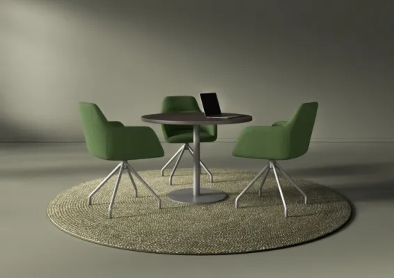 Juggle 4 legged guest chairs with 42 diameter disc base day to day table md