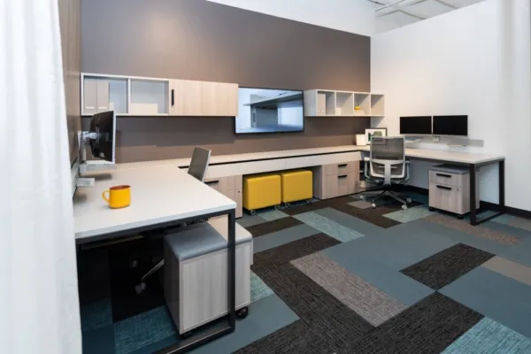 Neocon 2021 calibrate community shared office with sliding o leg tables tables apart md