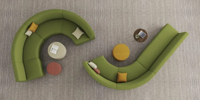 Hakr modular curved lounge and ottomans md