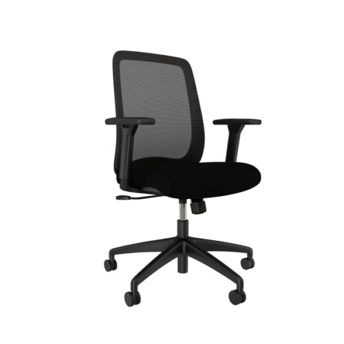 Bolton mid back black base black mesh and standard black seat fabric seat right side view sm