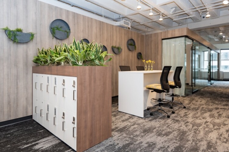 Neocon 2021 calibrate lockers and calibrate end panel table with upton stools md