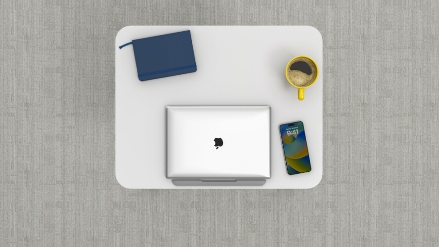 Sit to stand mobile desk worksurface detail md