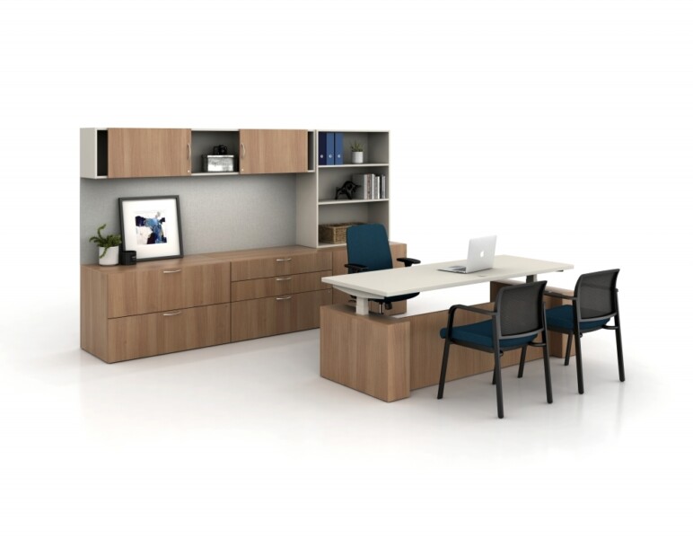 Calibrate casegood private office with height adjustable desk md 1