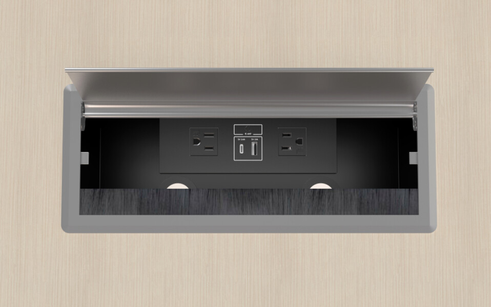 Calibrate conference table top power detail open 2 md