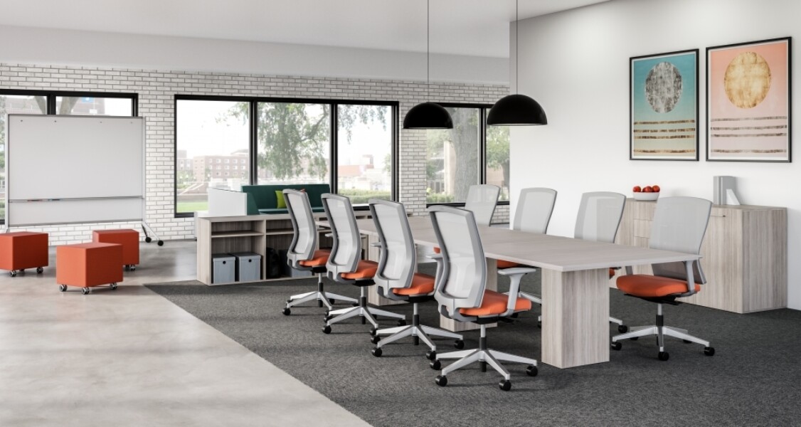 Idea space with calibrate conference table and natick seating 2 md