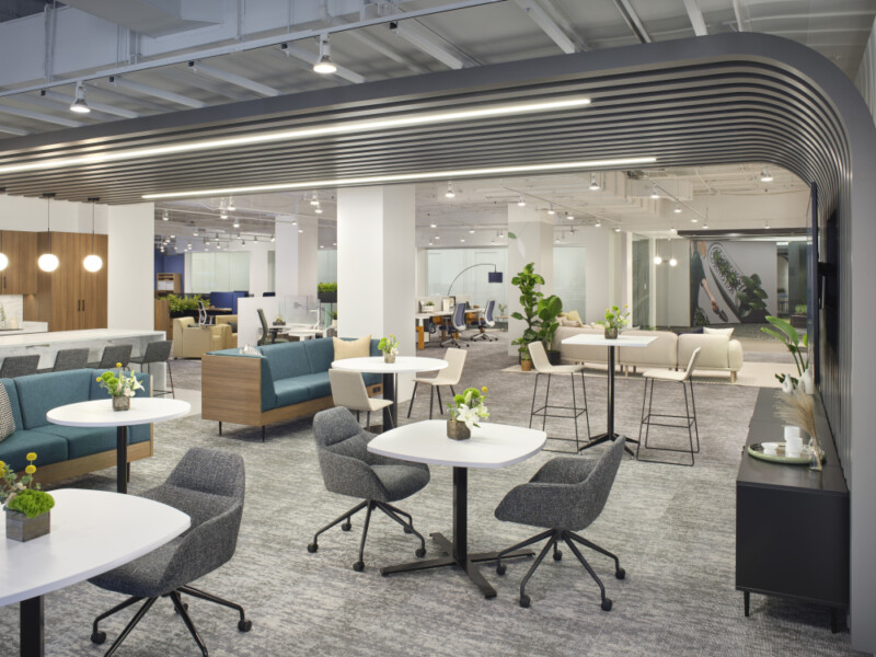 Neocon 2024 cafe with day to day tables and juggle seating md